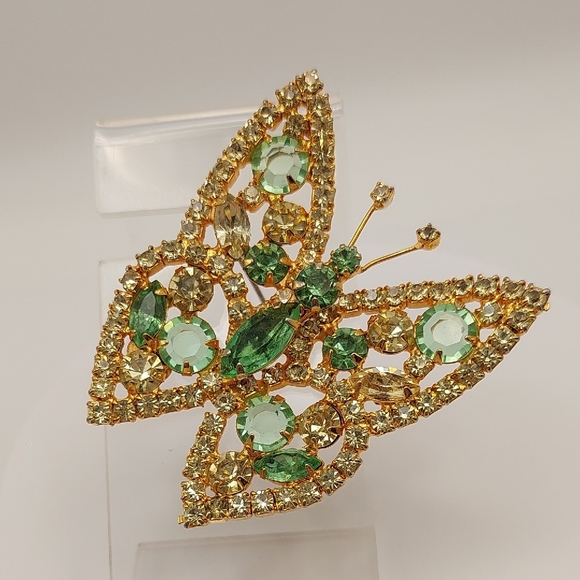 ALICE CAVINESS Green URANIUM GLASS Butterfly Vintage Glower Brooch Pin EVC - Picture 5 of 15